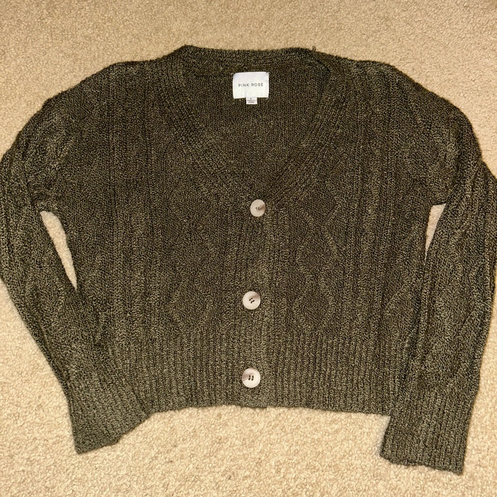 Pink Rose Women's Dark Green Cardigan